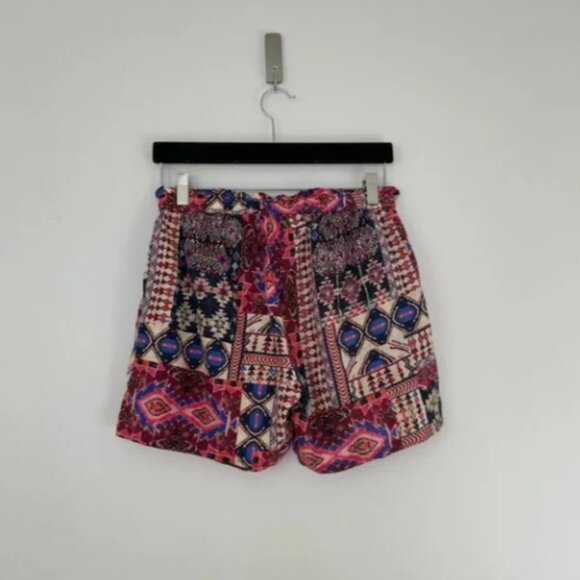Johnny Was Workshop Geometric Aztec Linen Paperbag Shorts Size XS - Picture 2 of 3